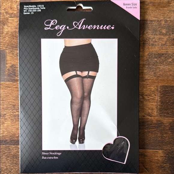 Leg Avenue Accessories - LEG AVENUE Sheer Black Stockings Size Queen NWT